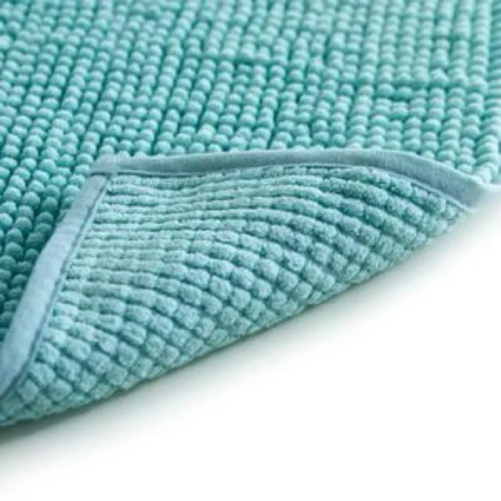 Winston Porter Linenspa Chenille Bath Mat, Aqua, 17